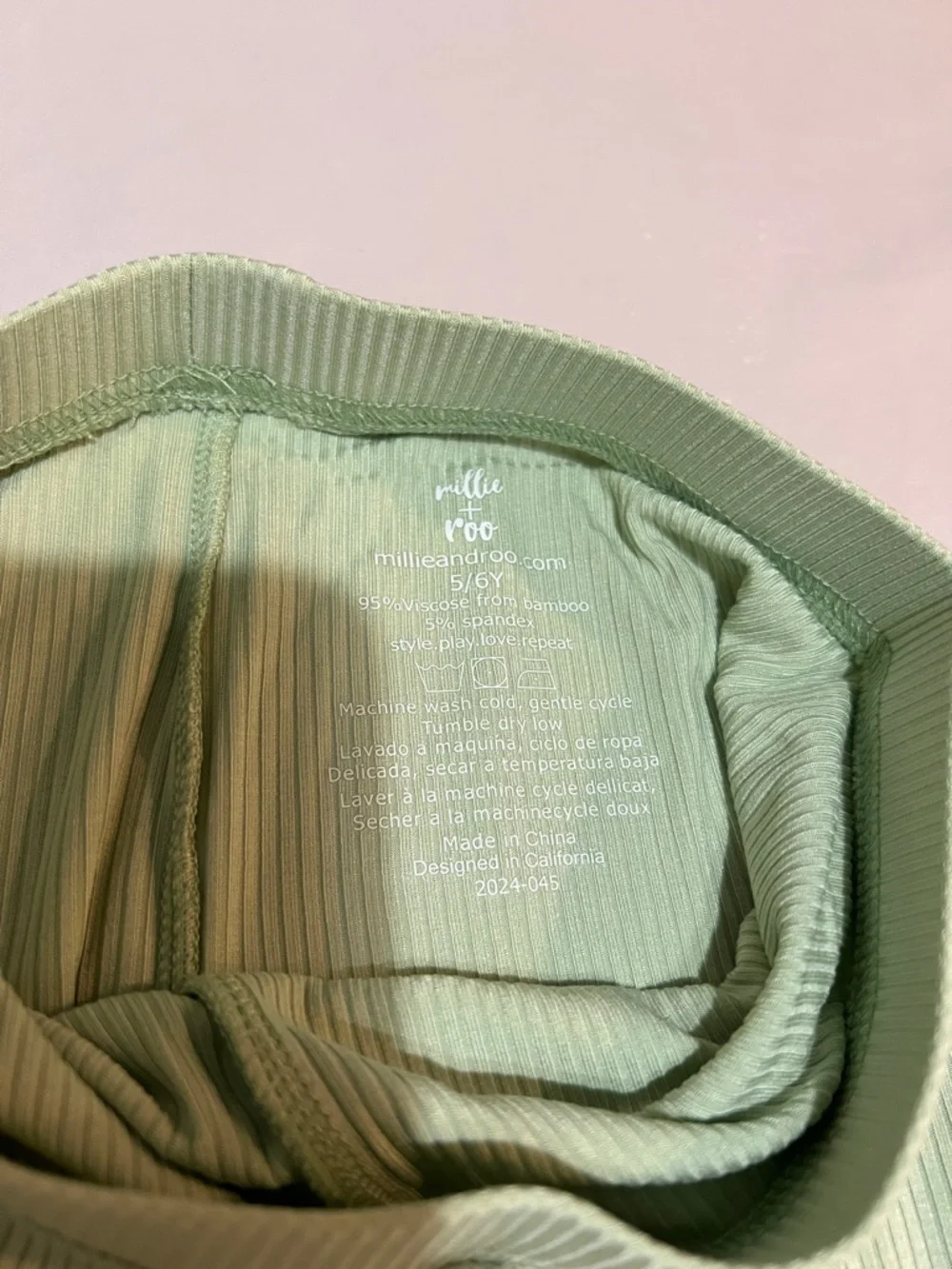 Millie‎ + Roo Kids Sage Green Ribbed Knit Bamboo PJ Set NWT Size 5/6 Loungewear